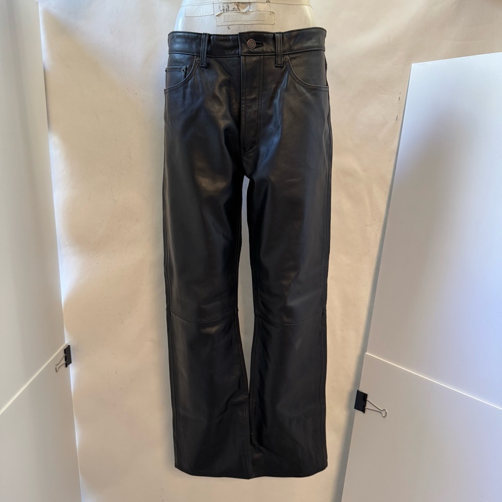 GAP Vintage 2000 Y2K Black Leather 5 Pockets Boot Cut Casual Pants NEW W/ TAG 32